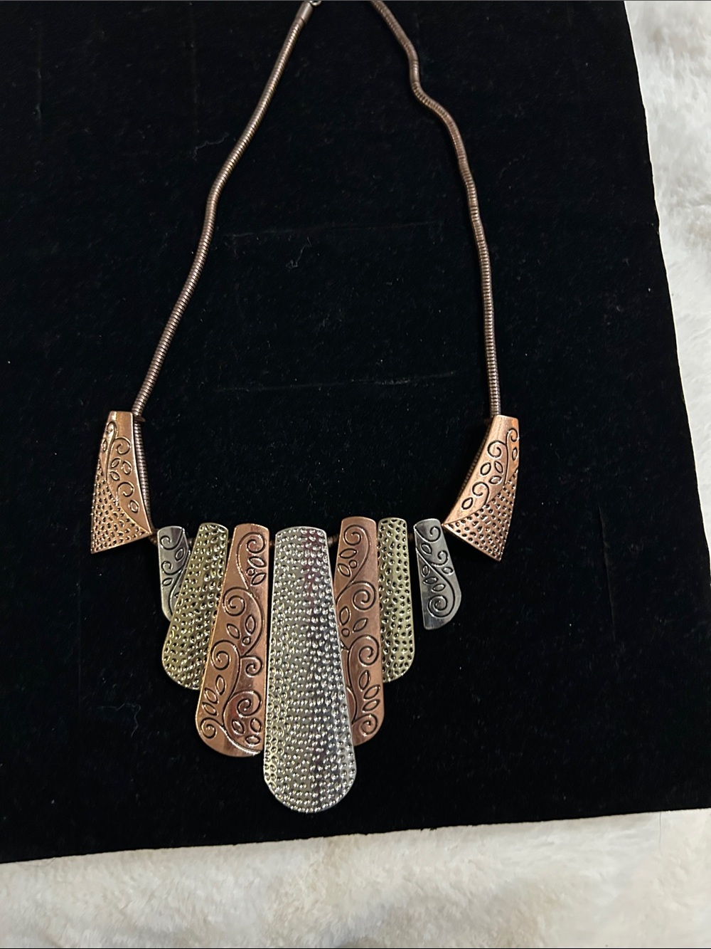 Multi-Tone Metal Statement Necklace - Women Jewelry